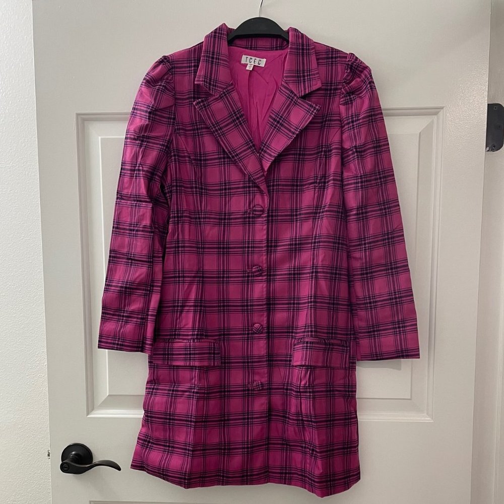 TCEC | NWOT | Collar Neck Button Down Mini Dress | S, M, L| Magenta | CD02664